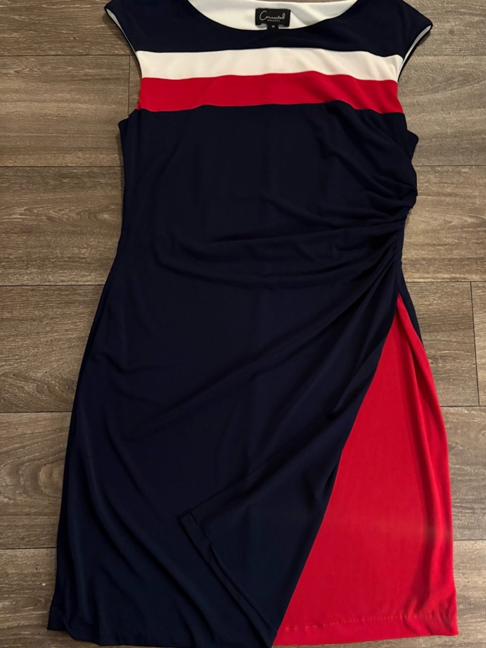 Connected Sleeveless Tri-Tone Sheath Dress